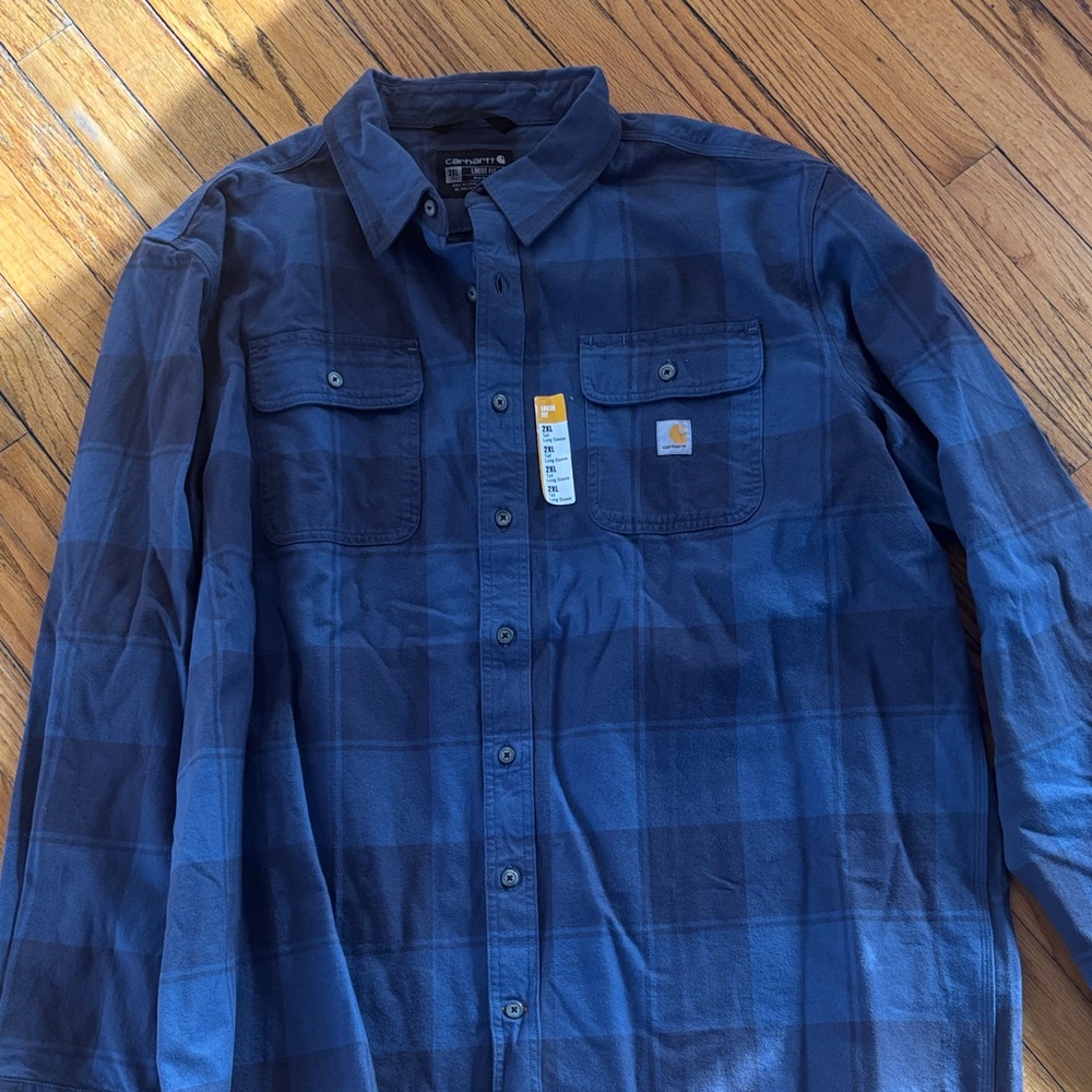 Carhartt Men's Navy Checkered Button Down Shirt